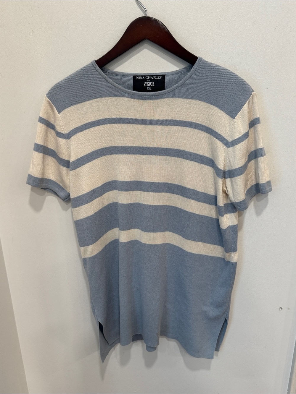 Vintage Nina Charles for Kasper ASL Striped Silk Cotton Knit Top- Medim